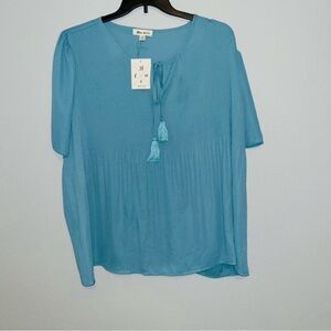 Blue Mood 100% Polyester Top Size 3X